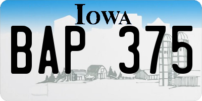 IA license plate BAP375