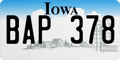 IA license plate BAP378