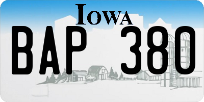 IA license plate BAP380