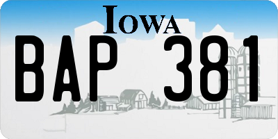 IA license plate BAP381