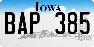 IA license plate BAP385