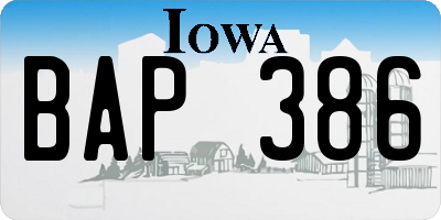 IA license plate BAP386