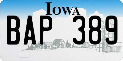 IA license plate BAP389