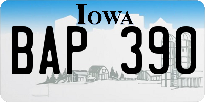 IA license plate BAP390