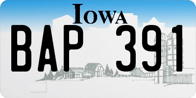 IA license plate BAP391