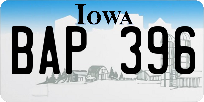 IA license plate BAP396