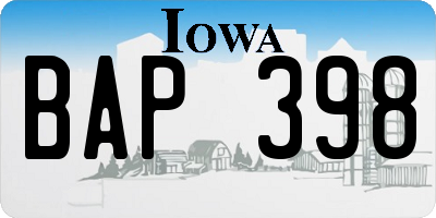 IA license plate BAP398