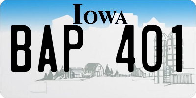 IA license plate BAP401