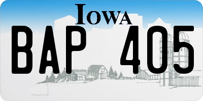 IA license plate BAP405