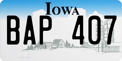 IA license plate BAP407