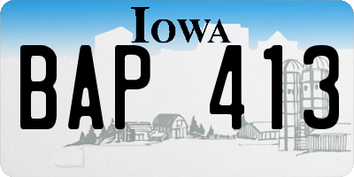 IA license plate BAP413