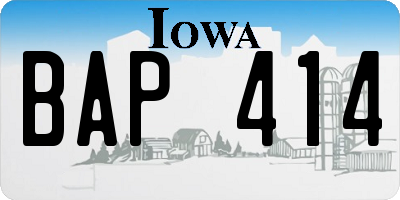 IA license plate BAP414