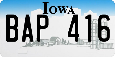 IA license plate BAP416