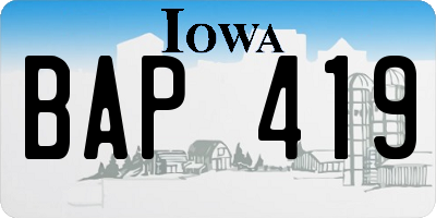 IA license plate BAP419