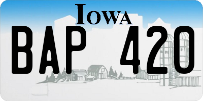 IA license plate BAP420
