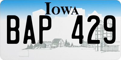 IA license plate BAP429