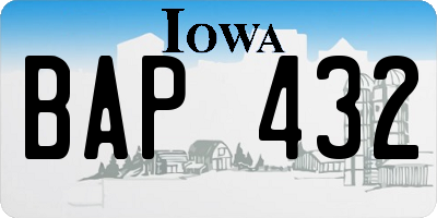 IA license plate BAP432