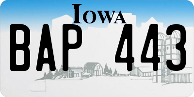 IA license plate BAP443