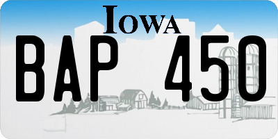 IA license plate BAP450
