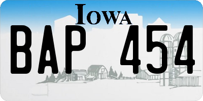 IA license plate BAP454