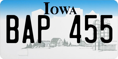 IA license plate BAP455