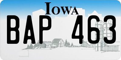 IA license plate BAP463