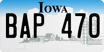 IA license plate BAP470