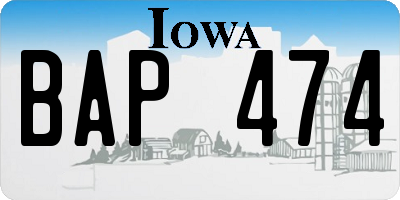 IA license plate BAP474