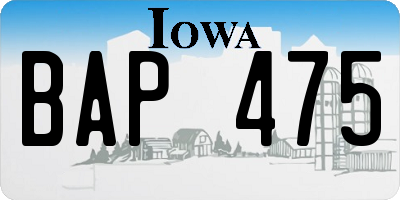 IA license plate BAP475