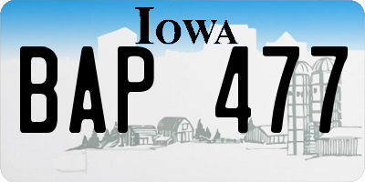 IA license plate BAP477
