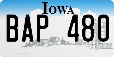 IA license plate BAP480