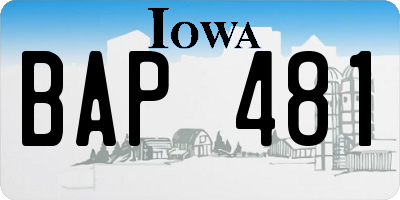 IA license plate BAP481
