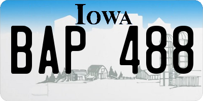IA license plate BAP488