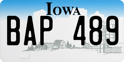 IA license plate BAP489