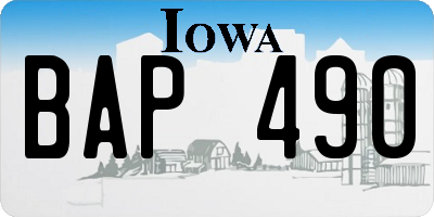 IA license plate BAP490