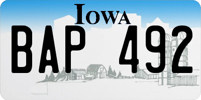 IA license plate BAP492