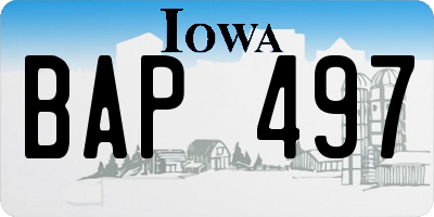 IA license plate BAP497