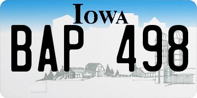 IA license plate BAP498