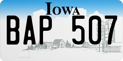 IA license plate BAP507