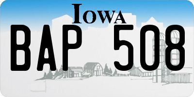 IA license plate BAP508