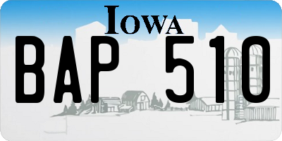 IA license plate BAP510
