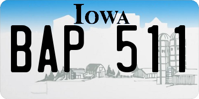 IA license plate BAP511