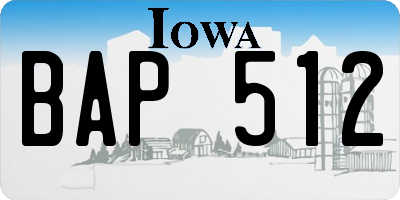IA license plate BAP512