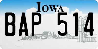 IA license plate BAP514