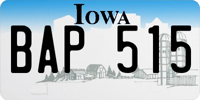 IA license plate BAP515