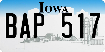 IA license plate BAP517