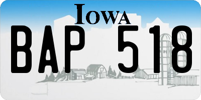 IA license plate BAP518