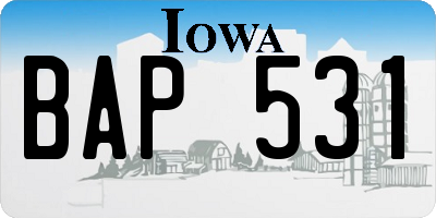 IA license plate BAP531