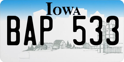 IA license plate BAP533