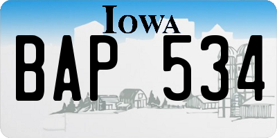 IA license plate BAP534